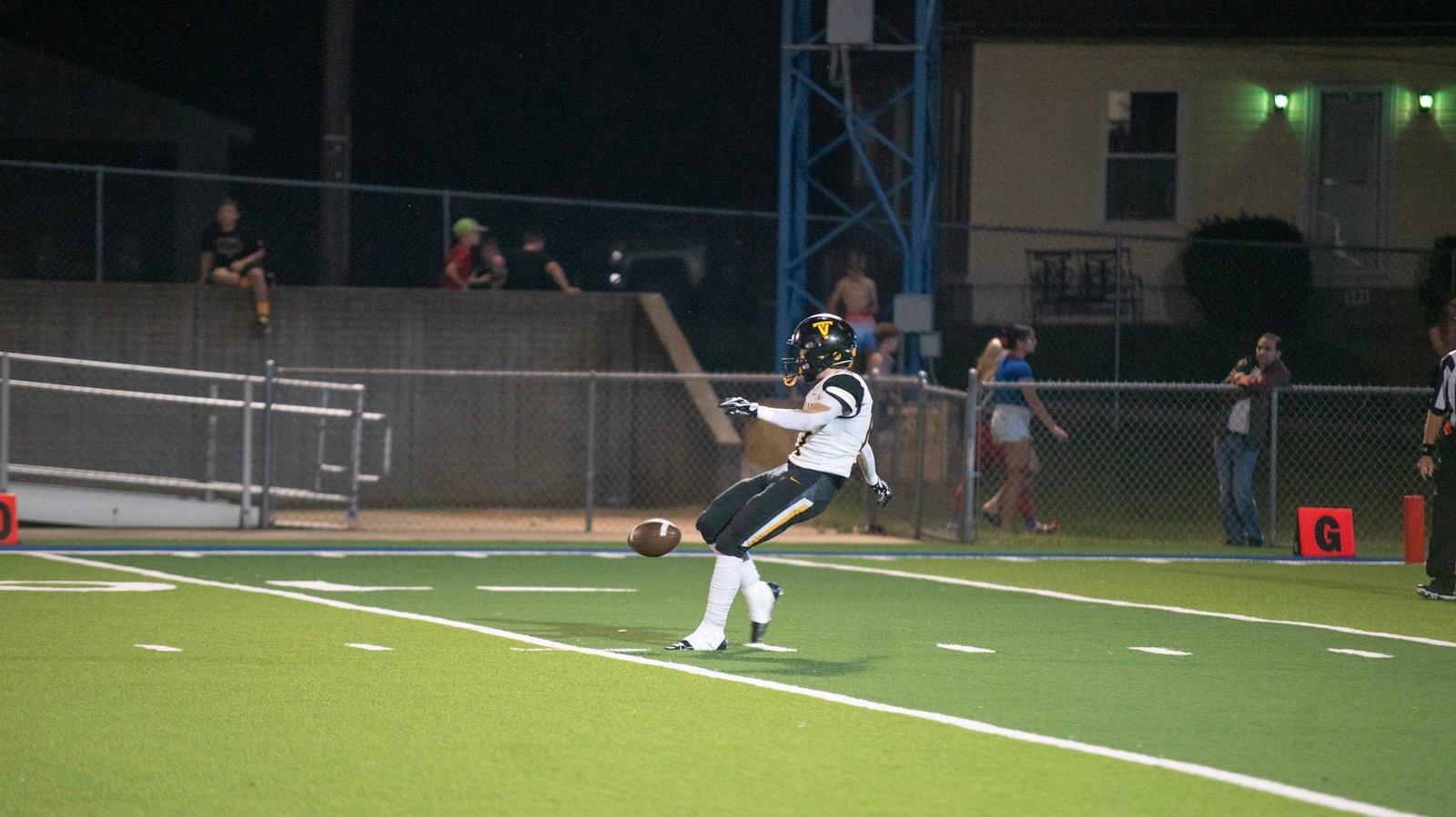 Tri-Valley junior Kaden Brock punts the ball to Philo.