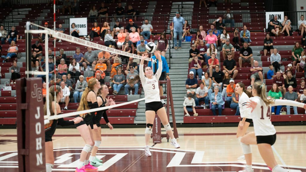 Lil' Muskie Kamry Lahrmer sets the ball for an assist against New Lexington.