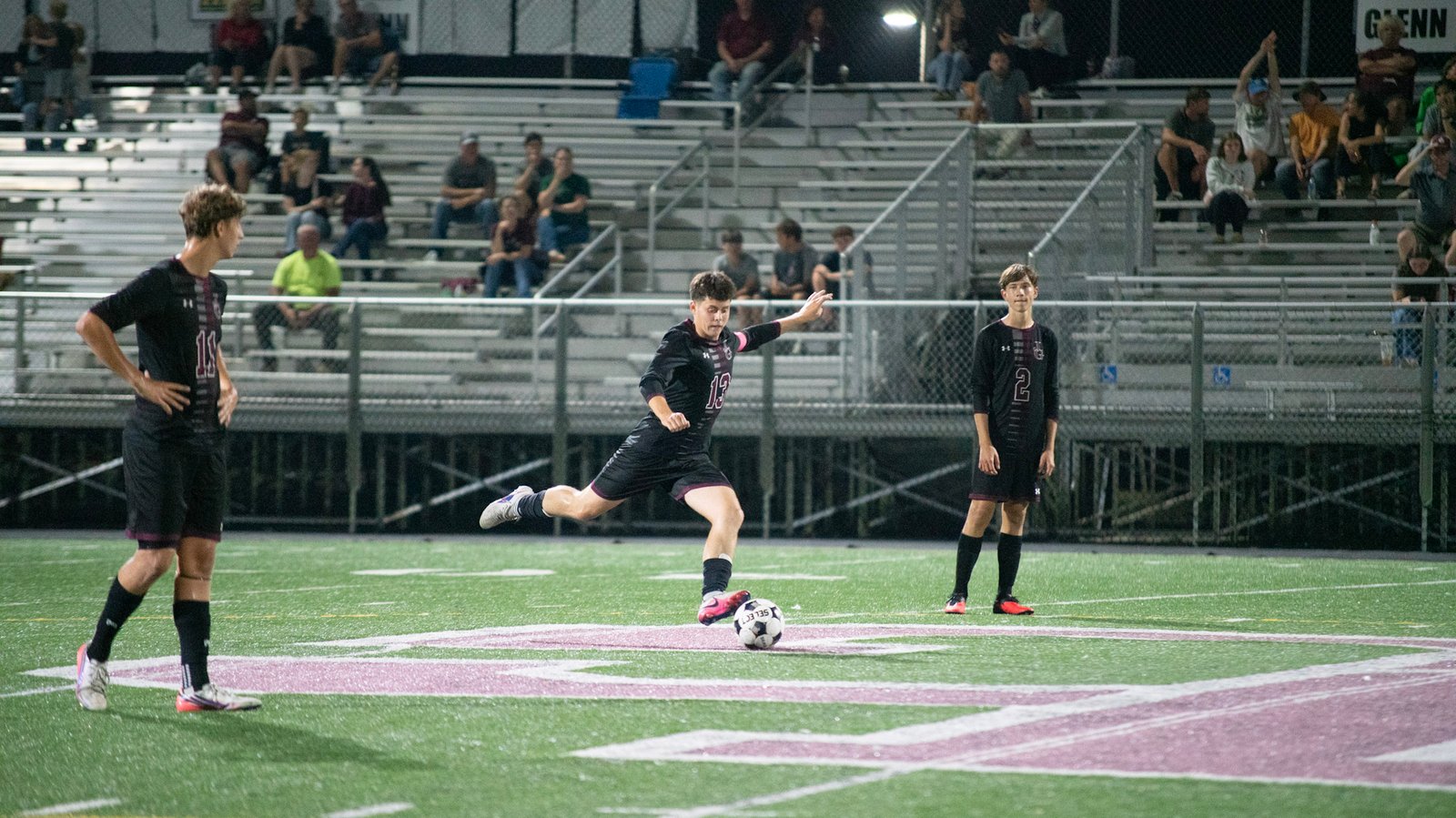 Lil' Muskies team captain Keegan Halsey gives the ball a strong kick.